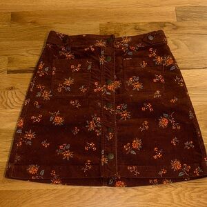 Madewell Floral Button-Front Corduroy Mini Skirt sz 2